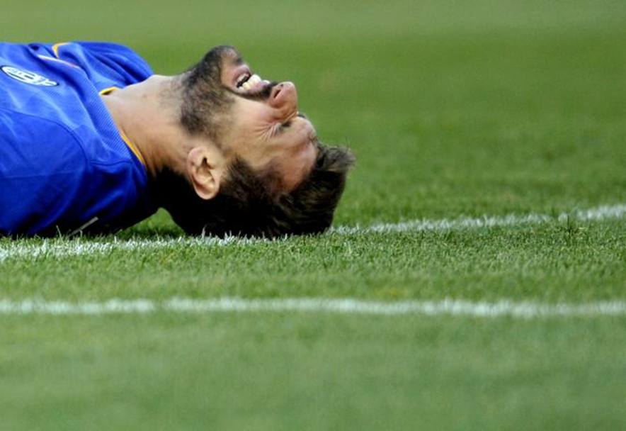 Fernando Llorente a terra. La sua smorfia  l&#39;emblema della giornataccia in cui  incappata la Juventus. Ap